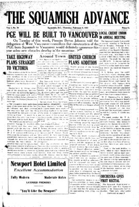 Squamish Advance: Thursday, February 8, 1951