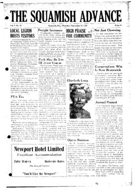 Squamish Advance: Thursday, September 25, 1952