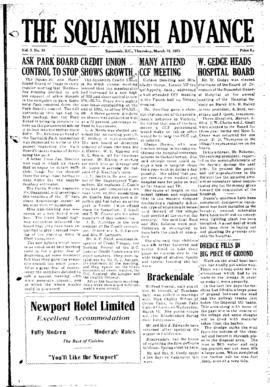 Squamish Advance: Thursday, March 12, 1953