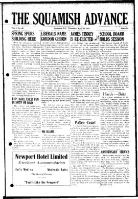 Squamish Advance: Thursday, April 30, 1953