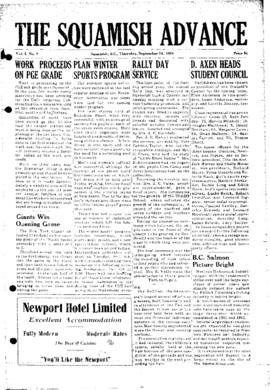 Squamish Advance: Thursday, September 30, 1954