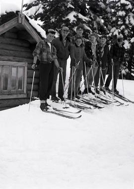 Kids outside chalet