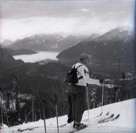 Skiing on snowmobile trip