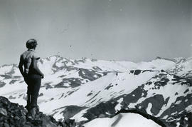 Woman looking at mountains