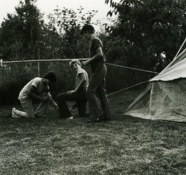 Setting up tent