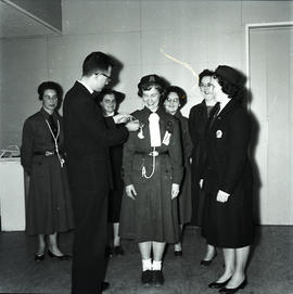 Woman receiving honour