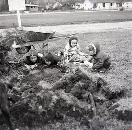 Children playing on a lawn