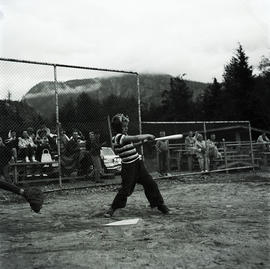 Boy playing baseball