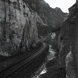 Railroad between rocks