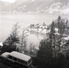 Van by water