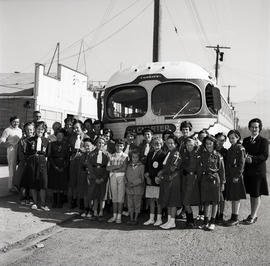 Girl Guides [?] with charter bus