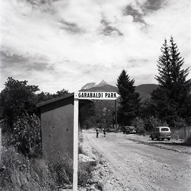 Garibaldi Park sign with people in the background