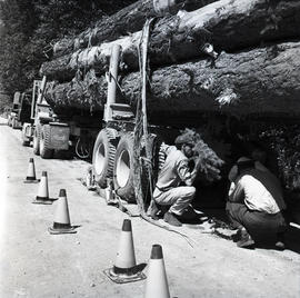 Men and logging truck