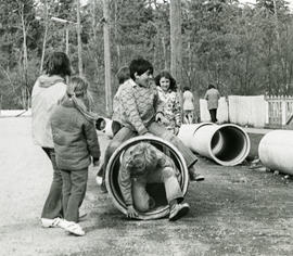 Playing in sewer pipes